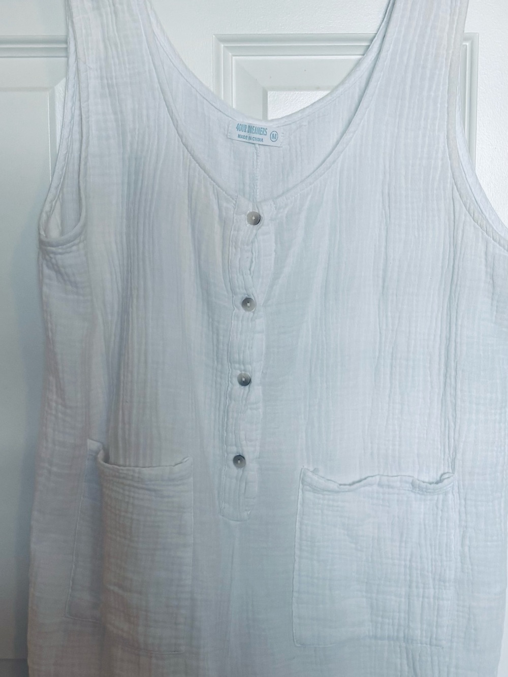 4OUR DREAMERS White Gauze 100% Cotton Anthropologie Boho Romper Size Medium